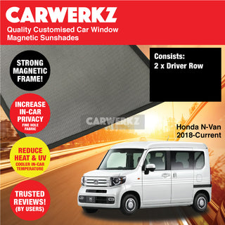 Customised Window Magnetic Sunshades for Honda N Van 2018-Current 1st Generation Japan Commercial Van