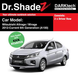 Dr Shadez DARKtech Mitsubishi Attrage Mirage 2012-Current 6th Generation (A100) Japan Sedan Customised Window Magnetic Sunshades