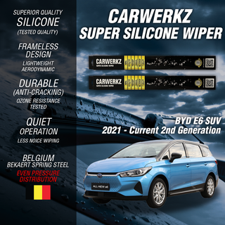 Carwerkz Silicone Wipers for BYD E6 2021-Current 2nd Generation