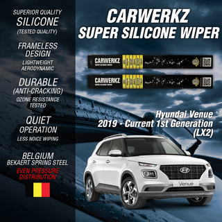 Carwerkz Silicone Wipers for Hyundai Venue 2019-Current 1st Generation QX