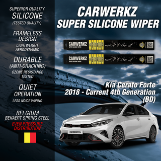 Carwerkz Silicone Wipers for Kia Cerato Forte 2018-Current 4th Generation BD