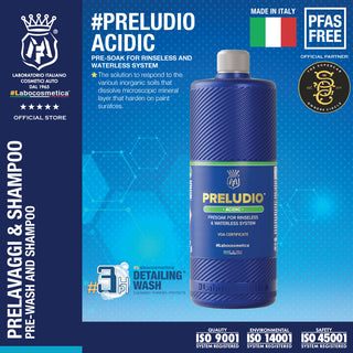 Labocosmetica PRELUDIO ACIDIC 1L (Pre-soak Rinseless Waterless Wash for In-organic Contamination Rain Mineral, prevent water spots)