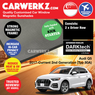 Dr Shadez DARKtech Audi Q5 2017-Current 2nd Generation (Typ 80A) Germany SUV Customised Window Magnetic Sunshades