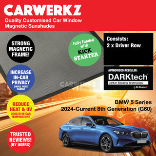 PREORDER-Dr Shadez DARKtech BMW 5 Series 2024-Current 8th Generation (G60) Customised Luxury Germany Sedan Window Magnetic Sunshades Side Windows