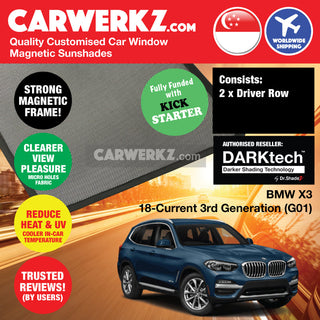 Dr Shadez DARKtech BMW X3 2018-Current 3rd Generation (G01) Germany SUV Customised Window Magnetic Sunshades