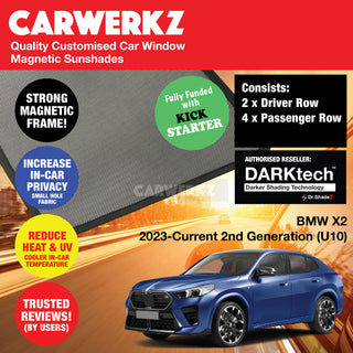 Dr Shadez DARKtech BMW X2 2023-Current 2nd Generation (U10) Germany SUV Customised Magnetic Sunshades