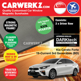 Dr Shadez DARKtech Kia Cerato Forte 2019-Current 3rd Generation (BD) Korea Sedan Customised Window Magnetic Sunshades