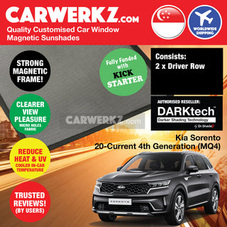 Dr Shadez DARKtech Kia Sorento 2020-Current 4th Generation (MQ4) Korea SUV Customised Window Magnetic Sunshades