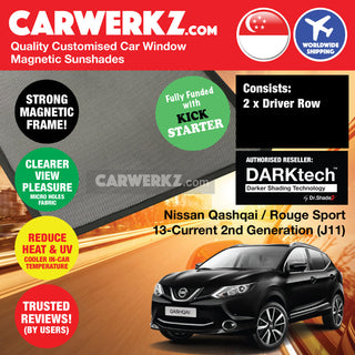 Dr Shadez DARKtech Nissan Qashqai Rouge Sport 2013-Current 2nd Generation (J11) Japan SUV Customised Window Magnetic Sunshades