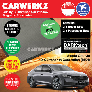 Dr Shadez DARKtech Skoda Octavia 2019-Current 4th Generation (MK4) Czech Republic Customised Sedan Window Magnetic Sunshades