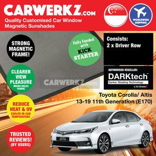 Dr Shadez DARKtech Toyota Corolla Altis 2013-2018 11th Generation (E170) Japan Sedan Customised Window Magnetic Sunshades