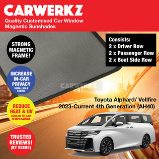 Toyota Alphard Vellfire 2023-Current 4th Generation (AH40) Customised Magnetic Sunshades