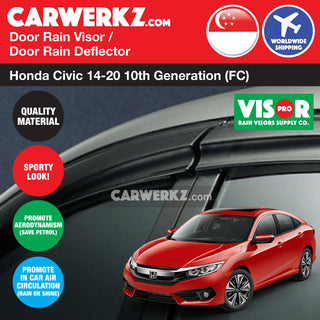 VISOR PRO Honda Civic 2014-2020 10th Generation (FC) Door Window Visors (Mugen Style) - CarWerkz.com