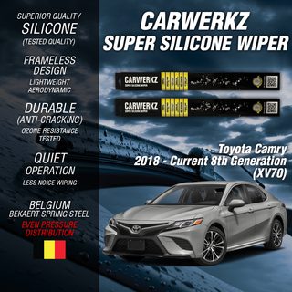 Carwerkz Silicone Wipers for Toyota Camry 2018-Current 8th Generation (XV70)