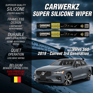 Carwerkz Silicone Wipers for Volvo S60 2019-Current 3rd Generation