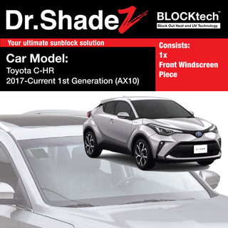 Dr Shadez BLOCKtech Premium Front Windscreen Foldable Sunshade for Toyota C-HR CHR 2017-Current 1st Generation (AX10)