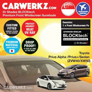 Dr Shadez BLOCKtech Premium Front Windscreen Foldable Sunshade for Toyota Prius Alpha Prius V 2012-Current (ZVW40)
