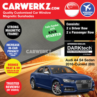 Dr Shadez DARKtech Audi A4 S4 Sedan 2016-Current 5th Generation (B9) Germany Car Customised Window Magnetic Sunshades