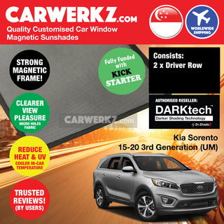 Dr Shadez DARKtech Kia Sorento 2015-2020 3rd Generation (UM) Korea SUV Customised Window Magnetic Sunshades