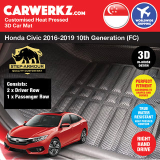 STEP ARMOUR Honda Civic 2016-2021 10th Generation (FC) Car Customised 3D Car Mat