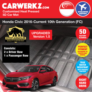 STEP ARMOUR (Version 1.5) Honda Civic 2016-2021 10th Generation (FC) Car Customised 5D Car Mat