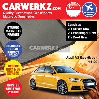 Audi A3 S3 2013-2020 3rd Generation (8V) Germany Hatchback Customised Window Magnetic Sunshades