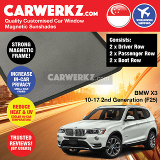 BMW X3 2011-2017 2nd Generation (F25) Germany SUV Customised Window Magnetic Sunshades