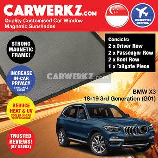 BMW X3 2018-2020 3rd Generation (G01) Germany SUV Customised Window Magnetic Sunshades