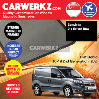 Fiat Doblo 2010-2020 2nd Generation (263) Italy Commericial Van Customised Window Magnetic Sunshades