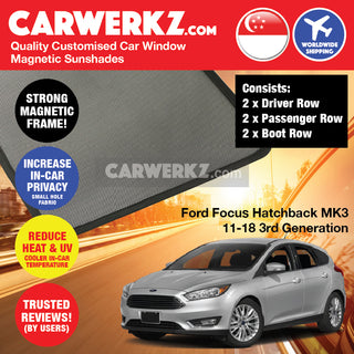 Ford Focus 2011-2018 3rd Generation (MK3) United States Hatchback Customised Window Magnetic Sunshades