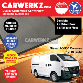 Nissan NV350 Caravan 2012-Current 6th Generation (E26) Japan Commercial Van Customised Window Magnetic Sunshades