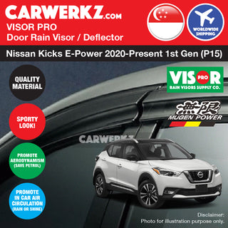 VISOR PRO Nissan Kicks e-Power 2020-Current 1st Generation (P15) Door Window Visors (Mugen Style)