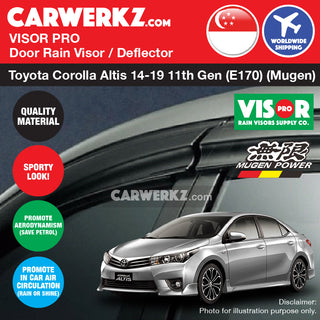 VISOR PRO Toyota Corolla Altis 2013-2018 11th Generation (E170) Door Window Visors (Mugen Style)